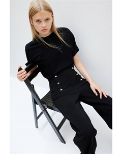 Саржевые брюки с пуговицами, черный H&m