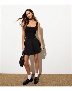 Черная плиссированная мини-юбка с бантом, черный New look