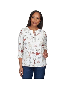 Классический топ Petite с разрезом в виде оленя, цвет Multi Neutral Alfred dunner