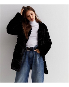 Черная шуба из искусственного меха , черный Gini london