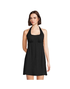 Женское платье для плавания с квадратным вырезом и бретелькой на шее, устойчивое к хлору, черный Lands' end