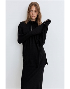 Рубашка в рубчик на молнии, черный H&m