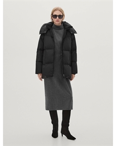 Пуховик из технической ткани, черный Massimo dutti