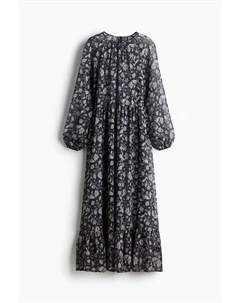 Шифоновое платье с объемными рукавами, черный H&m
