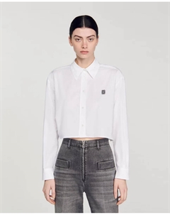 Короткая женская рубашка из поплина, белый Sandro