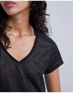 Льняная женская футболка с коротким рукавом, черный Ikks