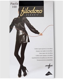 Женские суперматовые колготки плотностью 100 ден из черной микрофибры, черный Filodoro