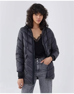 Черный женский пуховик с капюшоном, черный Ikks