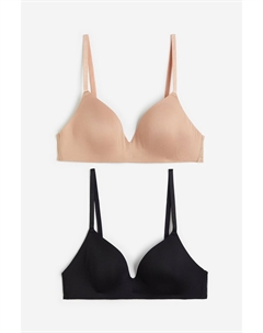 Комплект бюстгальтеров без косточек Microfiber, 2 предмета, бежевый/черный H&m
