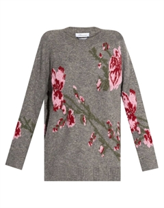 Джемпер с цветочной вышивкой, серый Blumarine