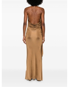 Драпированное платье макси с брошью, коричневый Giuseppe di morabito