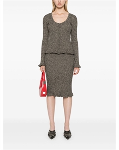 Меланжевый жакет в рубчик с оборками, нейтральный цвет Blumarine