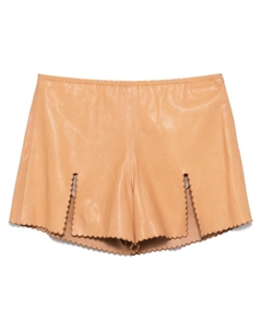 Кожаные шорты, нейтральный цвет Blumarine