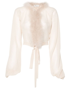 Блузка с перьями, нейтральный цвет Blumarine