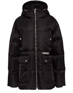 Стеганое пальто с капюшоном, черный Dsquared2