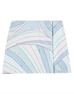 Шелковая мини-юбка с принтом Iride, синий Pucci