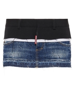 Многослойная юбка мини, синий Dsquared2