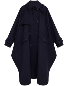 Шерстяной тренч-пончо, синий Stella mccartney