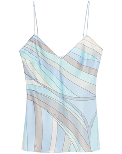 Шелковый топ с принтом Iride, синий Pucci