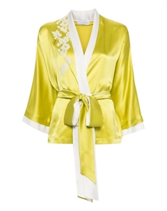 Шелковый халат с кружевом, зеленый Carine gilson