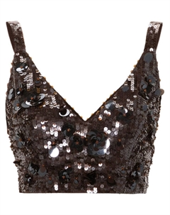 Топ с пайетками, коричневый Parosh