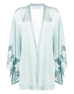 Шелковый халат с кружевом, синий Carine gilson