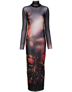 Платье макси из тюля с принтом Pigalle, черный Jean paul gaultier