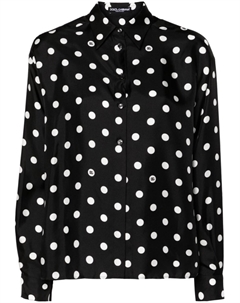 Шелковая рубашка в горох, черный Dolce&gabbana