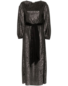 Платье макси в ломаную клетку, черный Forte forte