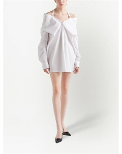 Платье-рубашка с открытыми плечами, белый Prada