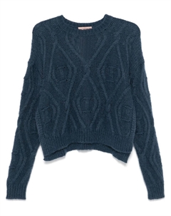 Свитер с тисненым логотипом, синий Twinset