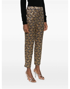 Укороченные брюки с узорчатым жаккардом, золотистый Prada