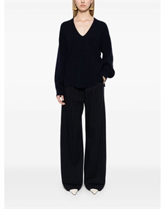 Джемпер в рубчик с V-образным вырезом, синий Twinset