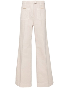 Хлопковые брюки прямого покроя, нейтральный цвет Liu jo