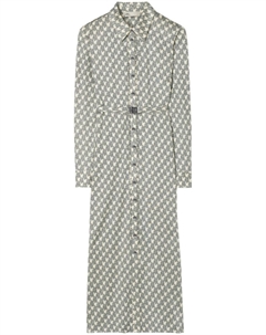 Платье-рубашка миди с узором, нейтральный цвет Tory burch