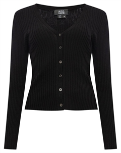 Кардиган из органического хлопка с v-образным вырезом, черный A.p.c.