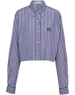 Поплиновая рубашка в полоску, синий Miu miu
