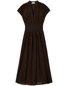 Платье миди с вышивкой, коричневый Tory burch