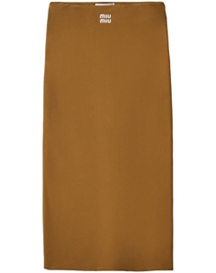 Юбка миди с логотипом, зеленый Miu miu