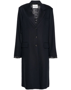 Однобортное пальто в тонкую полоску, синий Miu miu