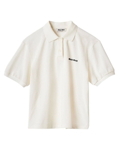 Рубашка поло с вышитым логотипом, белый Miu miu