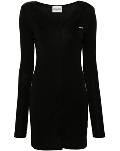 Платье с нашивкой-логотипом, черный Miu miu