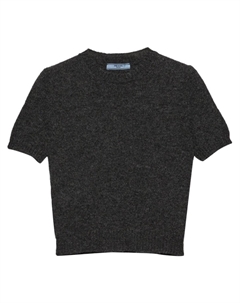 Кашемировый топ с короткими рукавами, серый Prada