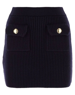 Мини-юбка из шерсти в рубчик, синий Miu miu