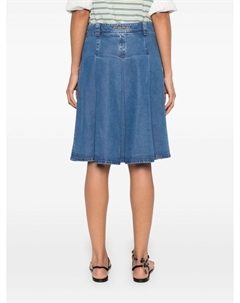 Юбка миди с вышитым логотипом, синий Miu miu