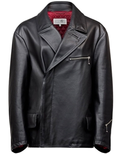 Кожаный пиджак с молнией, черный Mm6 maison margiela