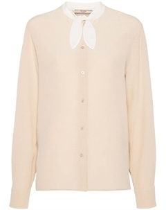 Креповая рубашка с логотипом, нейтральный цвет Prada