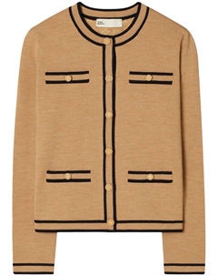 Шерстяной кардиган Kendra, коричневый Tory burch