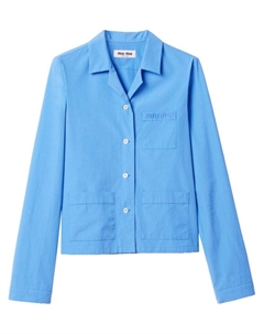 Рубашка с вышитым логотипом, синий Miu miu