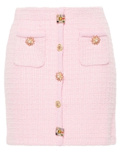 Трикотажная юбка мини с декоративными пуговицами, розовый Self-portrait